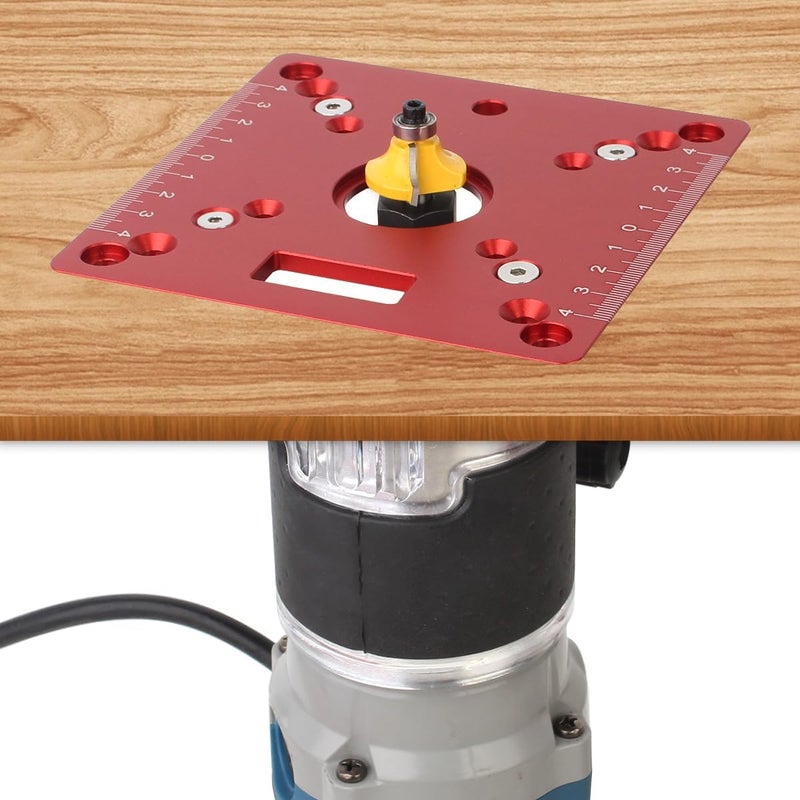 KETIPED Aluminium Router Table Insert Plate,Mini Square Woodworking Benches Router Flip Plate,Multifunctional Trimming Engraving Table,055Red - Image 1